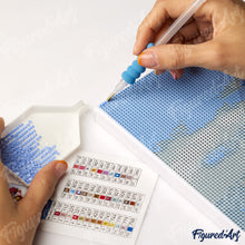 Laden Sie das Bild in den Galerie-Viewer, Diamond Painting - Herbstsonnenuntergang bei der Hütte – 40 x 50 cm auf Keilrahmen gespannt
