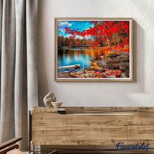 Laden Sie das Bild in den Galerie-Viewer, Malen nach Zahlen für Erwachsene | Fluss und Wald im Herbst | Figured'Art