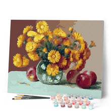 Laden Sie das Bild in den Galerie-Viewer, Malen nach Zahlen für Erwachsene | Vase mit Sonnenblumen und Äpfeln | Figured'Art