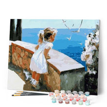 Laden Sie das Bild in den Galerie-Viewer, Malen nach Zahlen für Erwachsene | Kleines Mädchen mit Blick auf das Meer | Figured'Art
