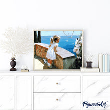 Laden Sie das Bild in den Galerie-Viewer, Malen nach Zahlen für Erwachsene | Kleines Mädchen mit Blick auf das Meer | Figured'Art