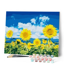 Laden Sie das Bild in den Galerie-Viewer, Malen nach Zahlen für Erwachsene | Sonnenblumen und blauer Himmel | Figured'Art
