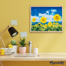 Laden Sie das Bild in den Galerie-Viewer, Malen nach Zahlen für Erwachsene | Sonnenblumen und blauer Himmel | Figured'Art