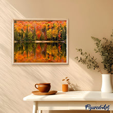 Laden Sie das Bild in den Galerie-Viewer, Malen nach Zahlen für Erwachsene | Reflexion im See im Herbst | Figured'Art