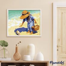 Laden Sie das Bild in den Galerie-Viewer, Malen nach Zahlen für Erwachsene | Kleines Mädchen am Strand | Figured'Art