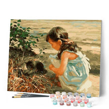 Laden Sie das Bild in den Galerie-Viewer, Malen nach Zahlen für Erwachsene | Mädchen und ihr Kätzchen | Figured'Art