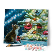Laden Sie das Bild in den Galerie-Viewer, Malen nach Zahlen für Erwachsene | Katze und Weihnachtskugeln | Figured'Art