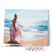 Laden Sie das Bild in den Galerie-Viewer, Malen nach Zahlen für Erwachsene | Frau auf dem Strand | Figured'Art