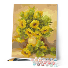 Laden Sie das Bild in den Galerie-Viewer, Malen nach Zahlen für Erwachsene | Vase mit gelben Sonnenblumen | Figured'Art