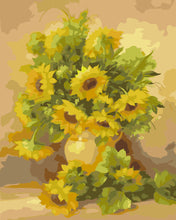 Laden Sie das Bild in den Galerie-Viewer, Malen nach Zahlen für Erwachsene | Vase mit gelben Sonnenblumen | Figured'Art