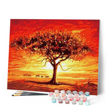 Laden Sie das Bild in den Galerie-Viewer, Malen nach Zahlen für Erwachsene | Sonnenuntergang und Elefanten | Figured'Art
