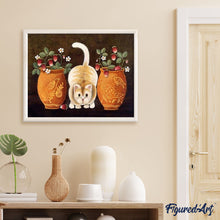 Laden Sie das Bild in den Galerie-Viewer, Malen nach Zahlen für Erwachsene | Katze inmitten der Vasen | Figured'Art