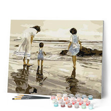 Laden Sie das Bild in den Galerie-Viewer, Malen nach Zahlen Erwachsene Mutter und Kind am Strand Figured'Art