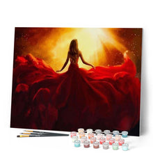 Laden Sie das Bild in den Galerie-Viewer, Malen nach Zahlen für Erwachsene | Schönes rotes Kleid | Figured'Art