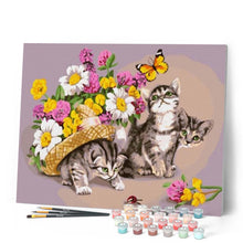 Laden Sie das Bild in den Galerie-Viewer, Malen nach Zahlen für Erwachsene | Spielende Katze mit Schmetterling | Figured'Art
