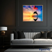 Laden Sie das Bild in den Galerie-Viewer, Malen nach Zahlen für Erwachsene | Delfin am Sonnenuntergang | Figured'Art