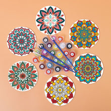 Laden Sie das Bild in den Galerie-Viewer, Malen nach Zahlen 10 cm Untersetzer (6 Stück) - Bunte Untersetzer Mandala