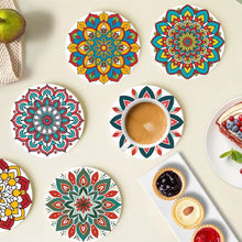 Laden Sie das Bild in den Galerie-Viewer, Malen nach Zahlen 10 cm Untersetzer (6 Stück) - Bunte Untersetzer Mandala