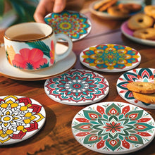 Laden Sie das Bild in den Galerie-Viewer, Malen nach Zahlen 10 cm Untersetzer (6 Stück) - Bunte Untersetzer Mandala