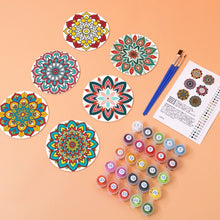 Laden Sie das Bild in den Galerie-Viewer, Malen nach Zahlen 10 cm Untersetzer (6 Stück) - Bunte Untersetzer Mandala
