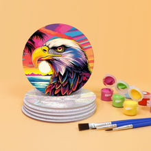 Laden Sie das Bild in den Galerie-Viewer, Malen nach Zahlen 10 cm Untersetzer (6 Stück) - Pop Art Wildtiere