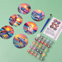 Laden Sie das Bild in den Galerie-Viewer, Malen nach Zahlen 10 cm Untersetzer (6 Stück) - Buntes Meeresleben