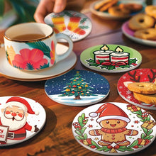 Laden Sie das Bild in den Galerie-Viewer, Malen nach Zahlen 10 cm Untersetzer (6 Stück) - Handgemachte Weihnachten