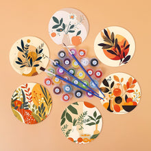 Laden Sie das Bild in den Galerie-Viewer, Malen nach Zahlen 10 cm Untersetzer (6 Stück) - Modernes Botanisches Design