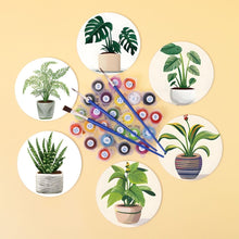 Laden Sie das Bild in den Galerie-Viewer, Malen nach Zahlen 10 cm Untersetzer (6 Stück) - Monstera und Farn