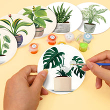 Laden Sie das Bild in den Galerie-Viewer, Malen nach Zahlen 10 cm Untersetzer (6 Stück) - Monstera und Farn