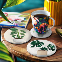 Laden Sie das Bild in den Galerie-Viewer, Malen nach Zahlen 10 cm Untersetzer (6 Stück) - Monstera und Farn