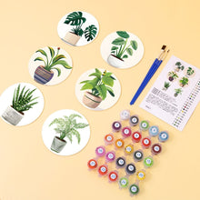 Laden Sie das Bild in den Galerie-Viewer, Malen nach Zahlen 10 cm Untersetzer (6 Stück) - Monstera und Farn