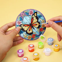 Laden Sie das Bild in den Galerie-Viewer, Malen nach Zahlen 10 cm Untersetzer (4 Stück) - Lebhafte Flügel: Ein Schmetterlings-Quartett