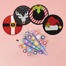 Laden Sie das Bild in den Galerie-Viewer, Malen nach Zahlen 10 cm Untersetzer (4 Stück) - Kreatives Weihnachtsgeschenk