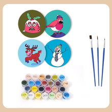Laden Sie das Bild in den Galerie-Viewer, Malen nach Zahlen 10 cm Untersetzer (4 Stück) - Kreatives Weihnachtsgeschenk 1