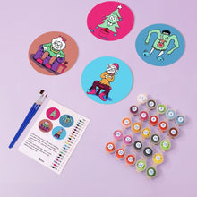 Laden Sie das Bild in den Galerie-Viewer, Malen nach Zahlen 10 cm Untersetzer (4 Stück) - Kreatives Weihnachtsgeschenk 2