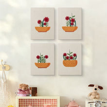Laden Sie das Bild in den Galerie-Viewer, Punch Needle Set (4 Stück) mit Rahmen - Blumenkorb