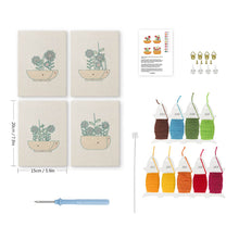Laden Sie das Bild in den Galerie-Viewer, Punch Needle Set (4 Stück) mit Rahmen - Blumenkorb