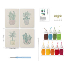 Laden Sie das Bild in den Galerie-Viewer, Punch Needle Set (4 Stück) mit Rahmen - Sonnige Pflanzenstimmung