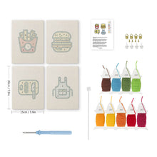 Laden Sie das Bild in den Galerie-Viewer, Punch Needle Set (4 Stück) mit Rahmen - Küche &amp; Snacks Set