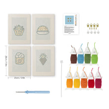 Laden Sie das Bild in den Galerie-Viewer, Punch Needle Set (4 Stück) mit Rahmen - Snackzeit 2