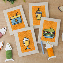 Laden Sie das Bild in den Galerie-Viewer, Punch Needle Set (4 Stück) mit Rahmen - Getränke &amp; Häppchen