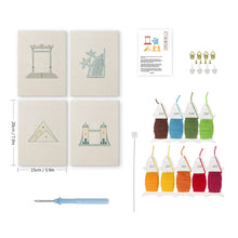 Laden Sie das Bild in den Galerie-Viewer, Punch Needle Set (4 Stück) mit Rahmen - Welt Sehenswürdigkeiten Set