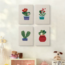 Laden Sie das Bild in den Galerie-Viewer, Punch Needle Set (4 Stück) mit Rahmen - Garten Zuhause Stimmung