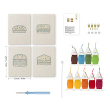 Laden Sie das Bild in den Galerie-Viewer, Punch Needle Set (4 Stück) mit Rahmen - Foodie Spaß Kollektion
