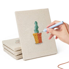 Laden Sie das Bild in den Galerie-Viewer, Punch Needle Set (4 Stück) mit Rahmen - Kleine Sukkulenten Töpfe 1