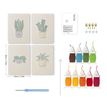 Laden Sie das Bild in den Galerie-Viewer, Punch Needle Set (4 Stück) mit Rahmen - Grüne Oase