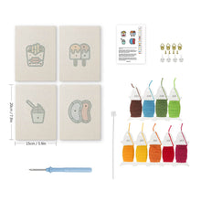 Laden Sie das Bild in den Galerie-Viewer, Punch Needle Set (4 Stück) mit Rahmen - Kawaii Snacks