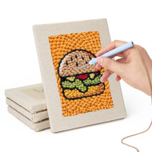 Laden Sie das Bild in den Galerie-Viewer, Punch Needle Set (4 Stück) mit Rahmen - Leckeres Essen