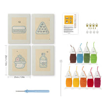 Laden Sie das Bild in den Galerie-Viewer, Punch Needle Set (4 Stück) mit Rahmen - Snack Attacke